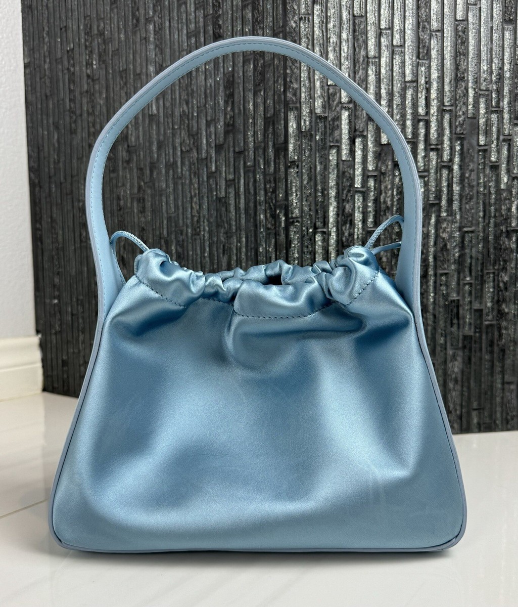 Authentic Alexander Wang Baby Blue Small Ryan Bag In Satin