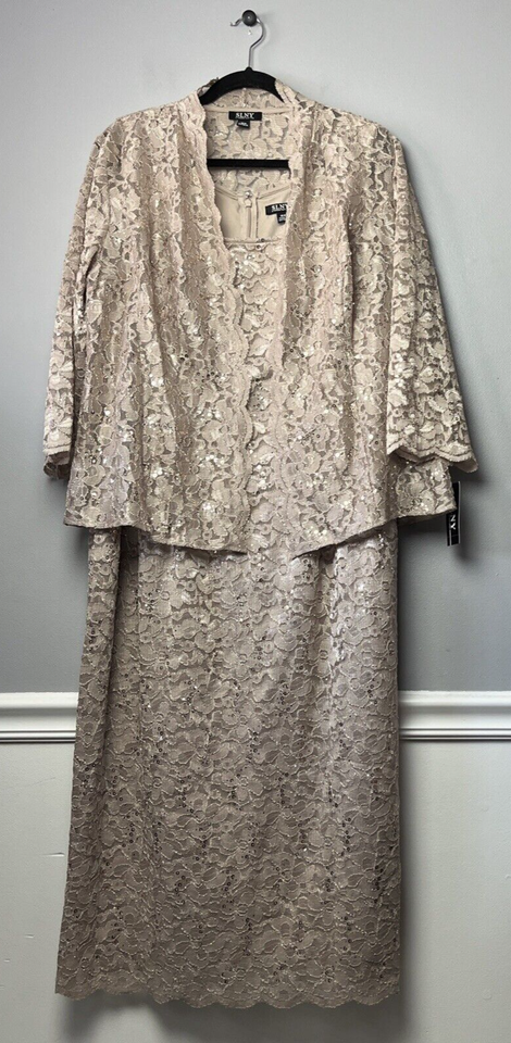 SL Fashions Plus Size 2-Pc. Lace Jacket & Sheath Dress Set Women's 16W