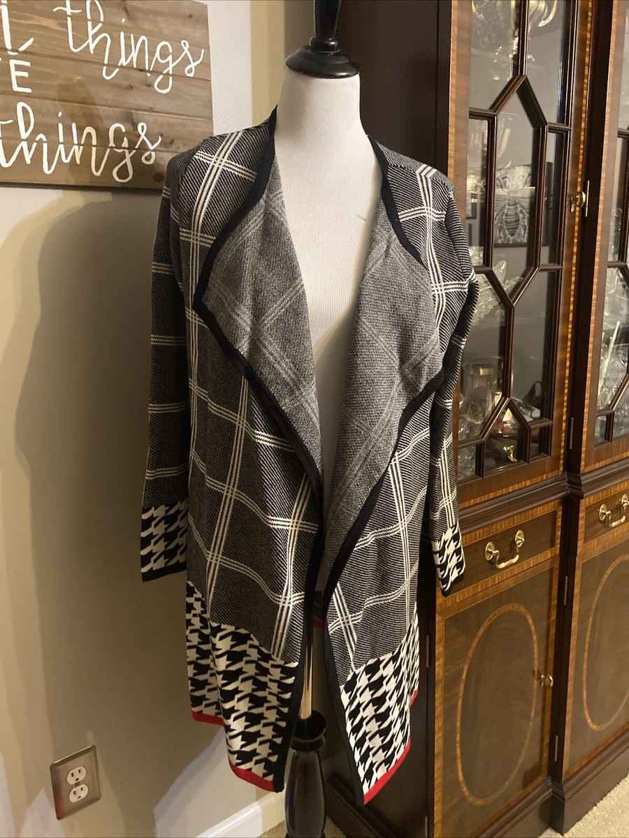 Ladies Venus Open Front Size M Black/White Print Cardigan Kimono