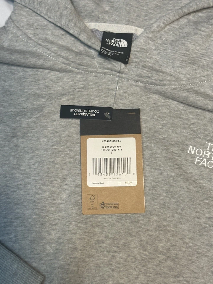 Новая женская толстовка с капюшоном The North Face с простым логотипом NF0A5GI8 светло-серая вересковая - большая - Изображение 4 из 4