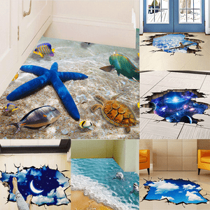 Beach Floor Wall Sticker Removable Mural Decals Vinyl Art Room Image Is Loading Beach Floor Wall Sticker Removable Mural Decals