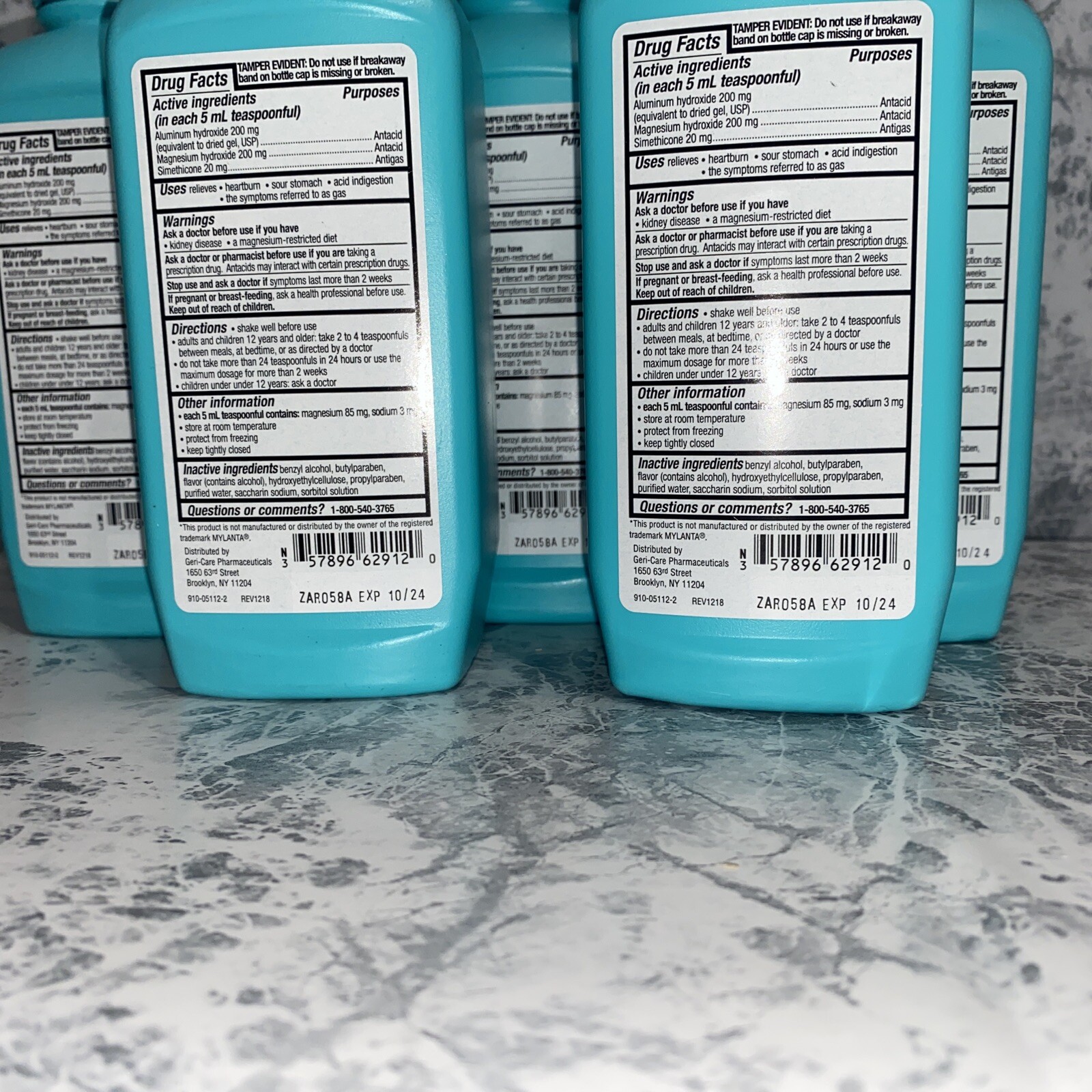 Lot of 5Gericare GeriLanta Antacid & Antigas Liquid Regular Strength