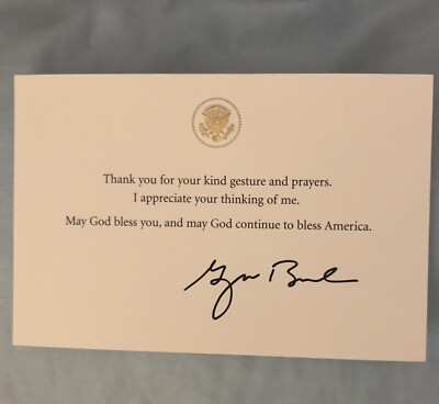 GW BUSH WHITE HOUSE CARD THANK YOU & PRAYERS GOLD EAGLE REPUBLICAN GOP 2001 RARE