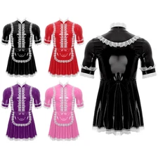 Men's Lingerie Halloween Dress Up Pleated Uniform Carnival Dresses Back Zipper