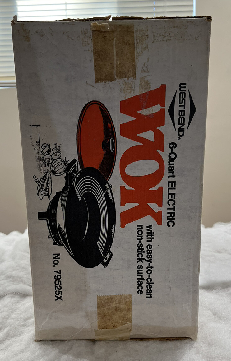 West Bend Vintage 6 Quart Electric Wok Model No. 79525X Red Lid NEW IN