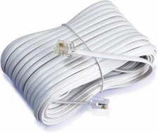 Telephone Extension Cord 50 Feet Long Phone Cable Line Wire - White
