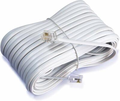 Telephone Extension Cord 50 Feet Long Phone Cable Line Wire - White