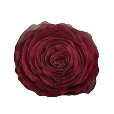 SARO LIFESTYLE Rose Design Throw Pillow Burgundy 16"