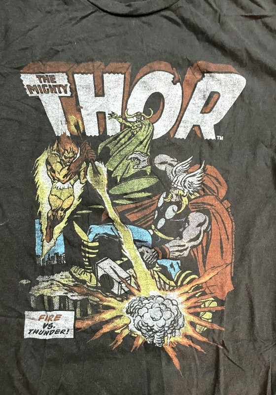 Vintage Tee, THOR, LOKI, FIRELORD (GALACTUS), JUNK FOOD S fits M, Cotton, T