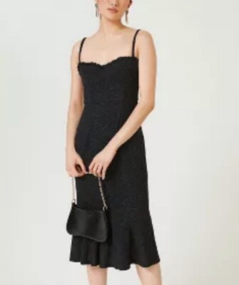 knee length dresses for ladies Anthropologie Hutch Pleated Sweetheart Midi Dress Plus Size 20 Navy New –  Finds For You main image 0