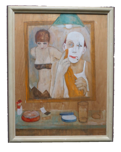 Alex Portner (1920–1982) V.Large Oil On Panel. Self Portrait As Clown - 第 1/6 張圖片