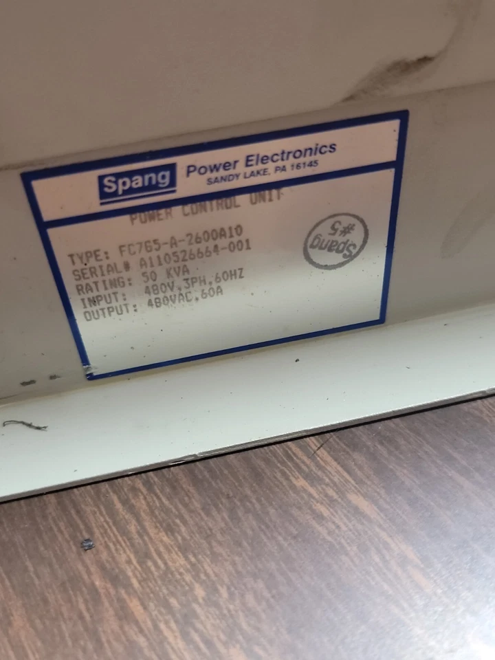 Spang FC7G5-A-2600A10 Power Control Unit 50 Kva Rating - Image 2 of 4