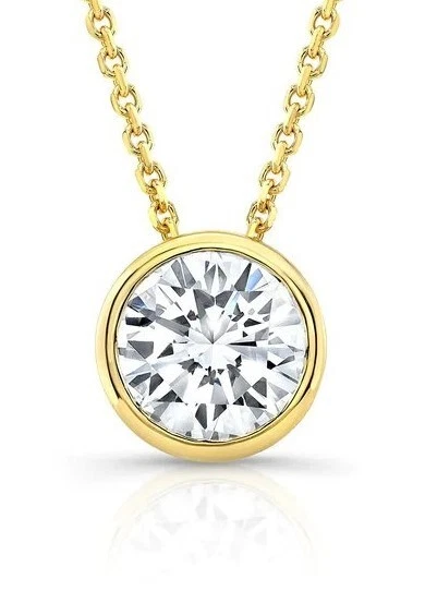 1.50 Ct  F VS2 Round Lab Grown Diamond Pendant 14k Yellow Gold IGI Certified - Image 2 of 4