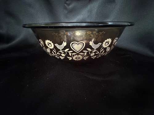 Vintage Pyrex Brown/Amber Clear Mixing/Nesting Bowl Festive Harvest #323 1.5 L