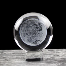 3D Crystal Moon Ball Laser Engraved Miniature Glass Sphere Home Decoration EPIC