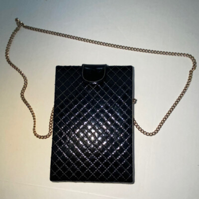 DOLLY DUZ Boca Raton Custom Black Purse Formal Gold Chain One of a Kind Rare