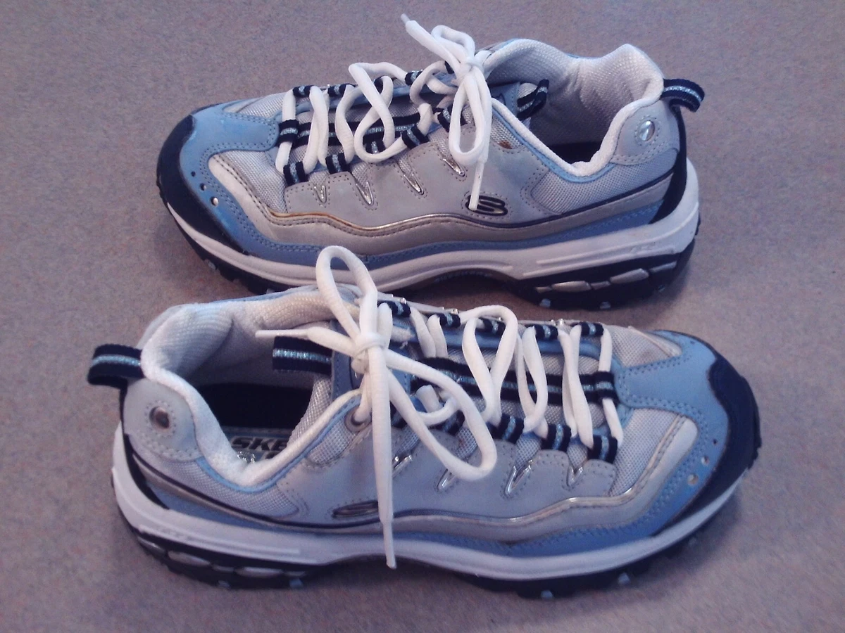 Skechers Women&#039;s Sport Trail Navy &amp; Light Blue Leather Sneakers - Size | eBay