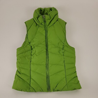KENNETH COLE REACTION Womens Feather Down Full Zip Green Puffer Vest Size Medium