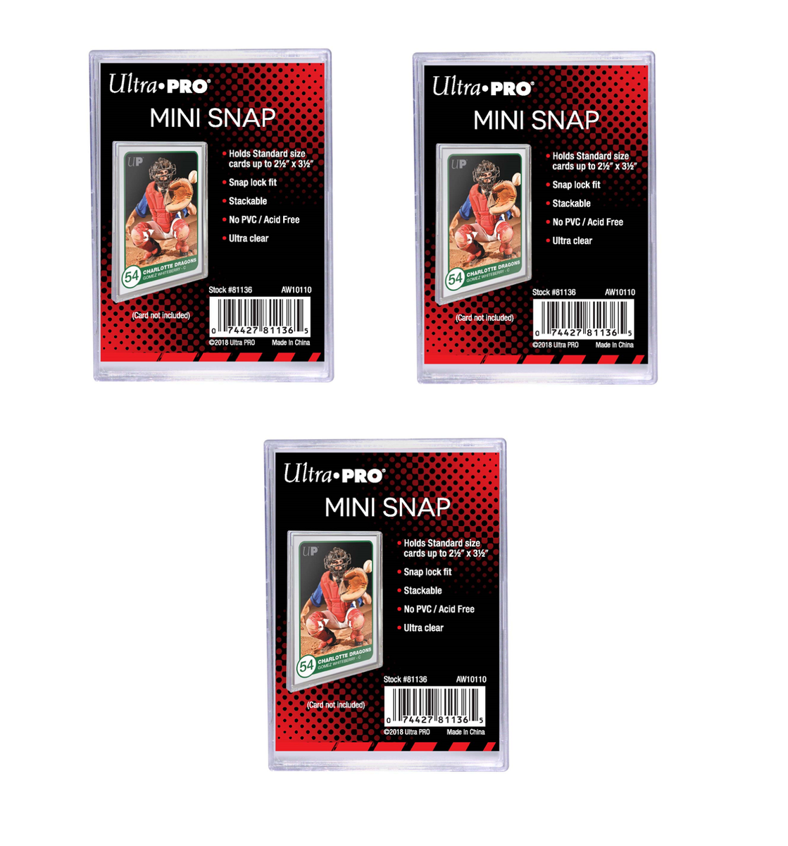 3 Pack) Ultra Pro Mini Snap Card Holders Stackable Standard Size