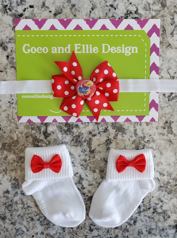 Jayhawks newborn/baby clothes KU Jayhawks baby gift girl Kansas Jayhawks baby - Image 2 of 3