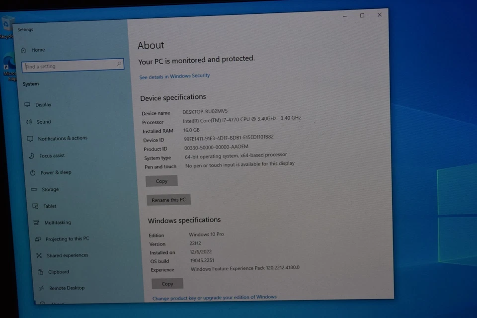Dell Optiplex 9020 Quad Core i7-4770 3.4GHz 16GB RAM 256GB SSD Windows 10 Pro - Image 3 of 4