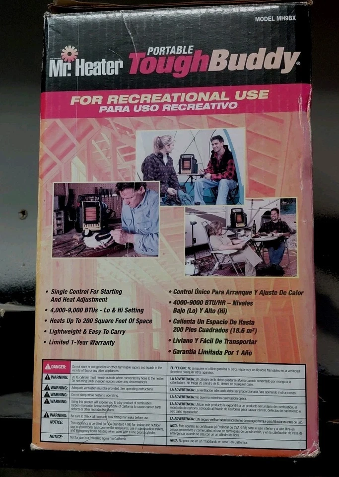 Mr. Heater BIG Buddy Portable Propane Heater - Yellow (MH18B) Rare - Image 4 of 4