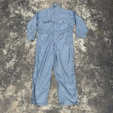 VTG Big Mac Coveralls Mens 44S Blue Striped Mechanic Painter Work Wear Jumpsuit