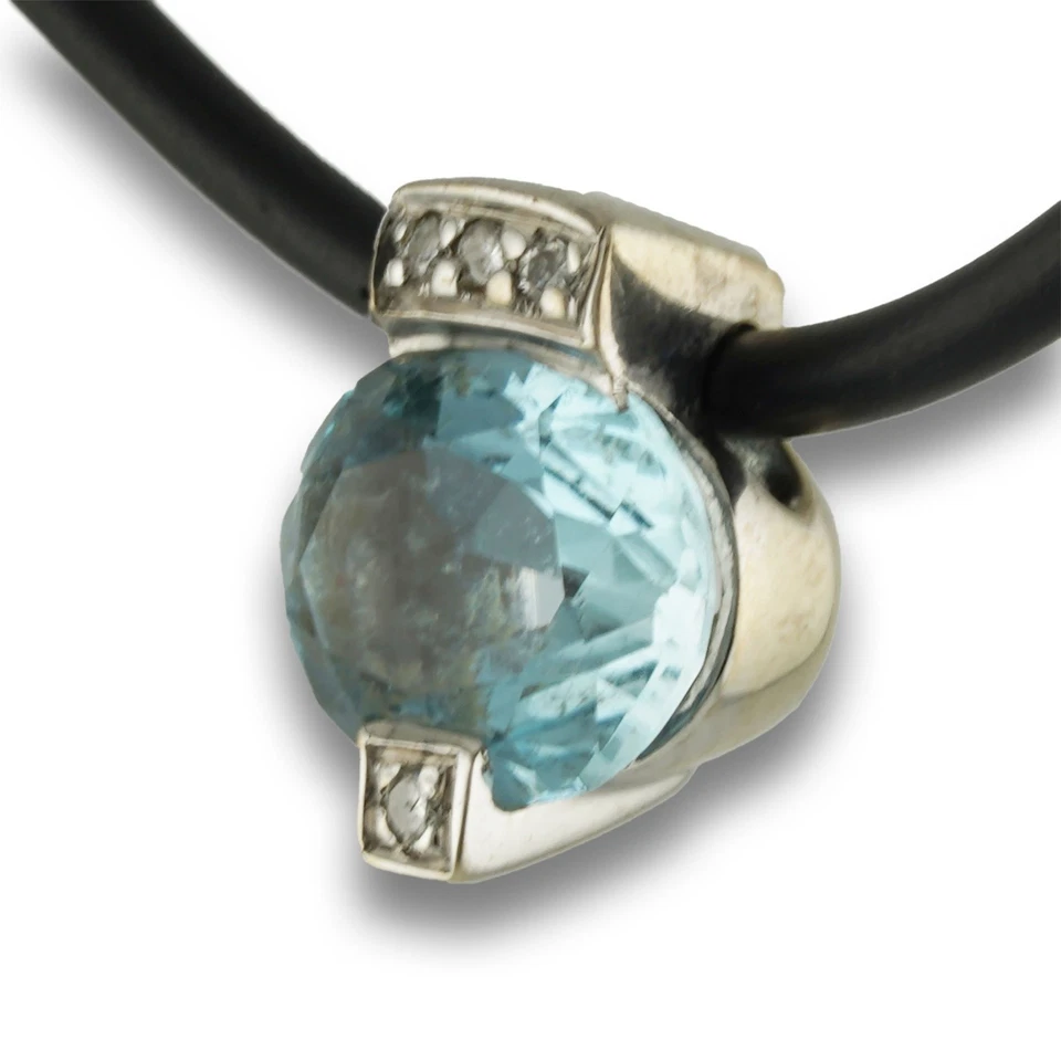 Brillant Aquamarin Gold Anhänger 750 18 Kt Weißgold 0,03 Ct Diamant Wert 700,- - Bild 4 von 4