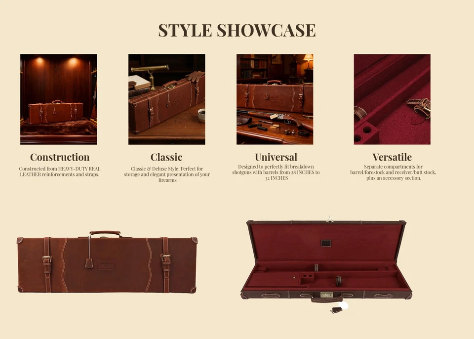 Tourbon Retro Leather Takedown Shotgun Safe Storage 28-32inch Barrel-Hard Case - Image 3 of 4