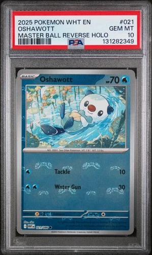 2025 POKEMON WHT EN-WHITE FLARE MASTER BALL REVERSE HOLO #021 OSHAWOTT PSA 10