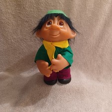 Vintage Thomas Dam Troll Doll 10 Inch Tall 243 Made in Denmark 1980's Black Hair