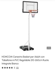 HomCom A61-003 Canestro da Basket Regolabile  per Esterno 210cm - Nero