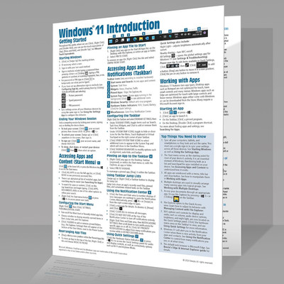 Windows 11 Introduction Quick Reference Guide (Cheat Sheet of Instructions, Tips