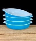 4 PYREX 10oz Horizon Blue PIXIE 700 ml Au Gratin Dish Opal Glass 1971-72 EUC