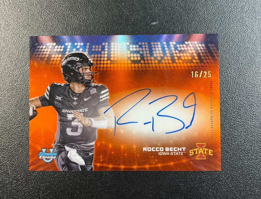 Rocco Becht 2025 Bowman U Chrome Campus Visit Auto CVA-RB Orange Refractor /25