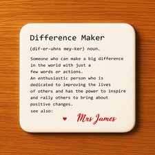 Gift For Teacher Personalised Coaster For Teacher Difference Maker Thank You