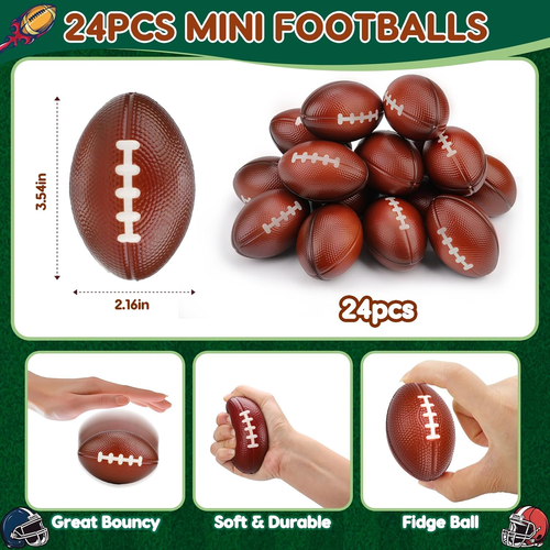 24 Pack Footballs Stress Balls Sport Party Favors for Kids 4-8 8-12 Bulk Foam Fo - Bild 2 von 6