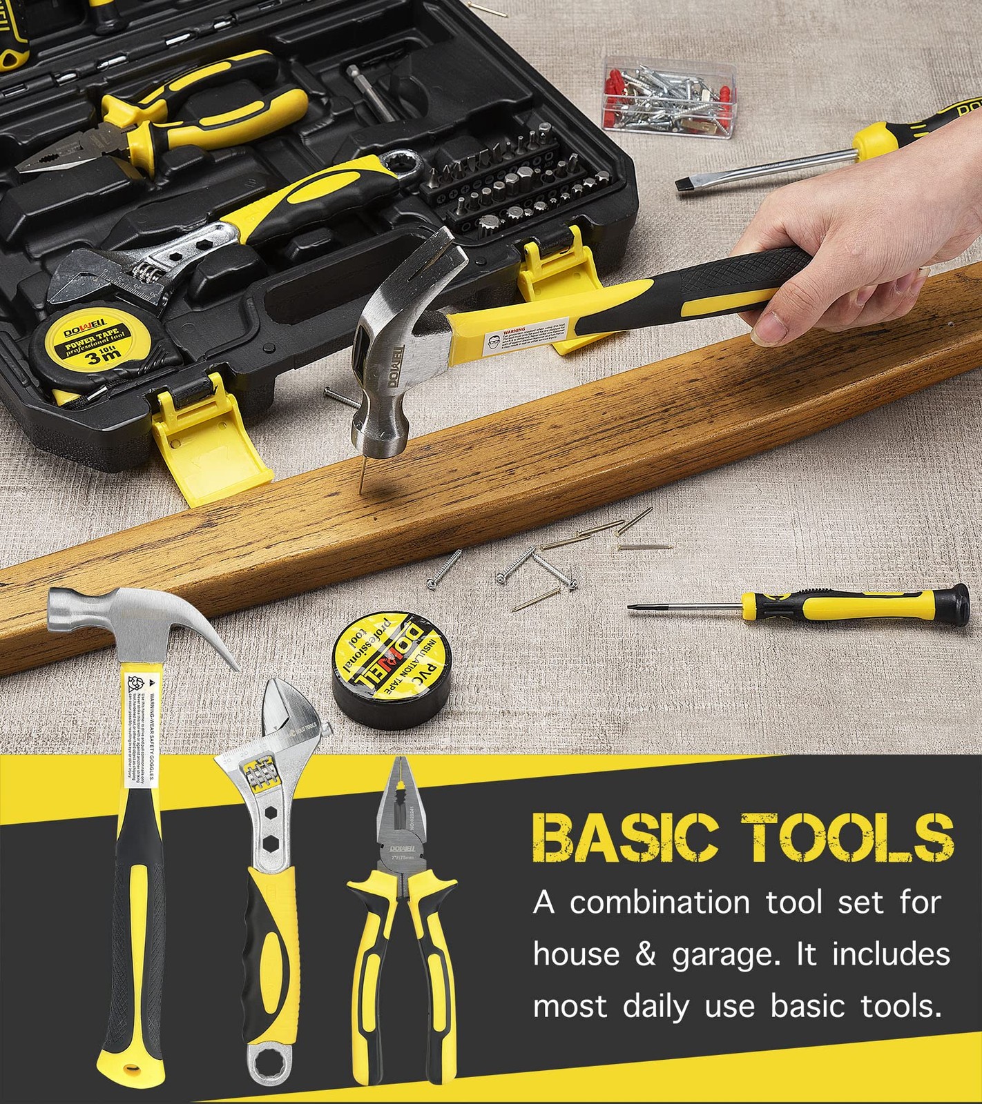 New DOWELL Tool Set Auto Repair Household Kit with Socket, Wrench, Screwdriver