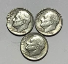 Lot of (3) Three Roosevelt Dimes - 90% Silver - All 3 are 1963 D - Very Nice