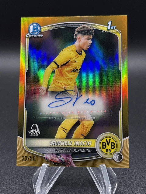 2025-26 Topps Chrome UEFA Samuele Inacio #BA-SI Gold Bowman 1st Auto /50