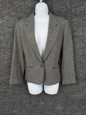 Vintage Pendleton Blazer Womens 14 Gray Virgin Wool Check Made USA Lined Jacket