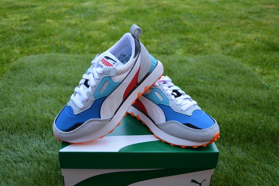 Puma Rider Trainers Future Vintage Shoes Junior Unisex Suede New Blue Size 3 - Image 3 of 4