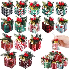 15 Pcs Christmas Tree Mini Gift Boxes Design Christmas Ornaments Presents with B