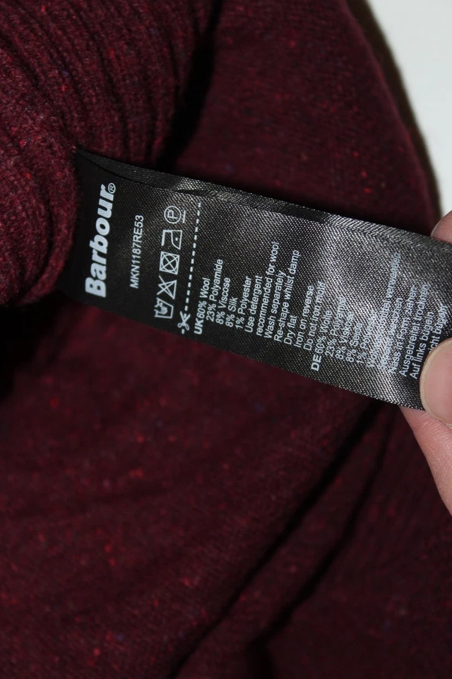 Barbour Tisbury Sweater Mens M 1/4 Zip Pullover Wool Silk Blend Fleck Maroon - Image 4 of 4