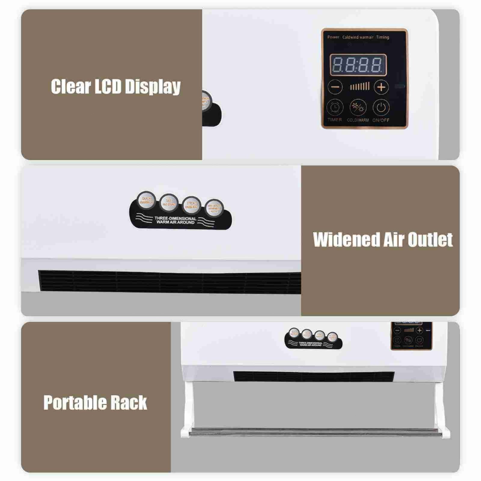 Heater And Fan Combo Indoor 2-in-1 Timing Function Dual Use Wall Mounted Home