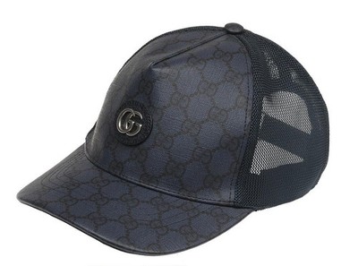 NEW GUCCI LUXURY BLUE BLACK GG DOUBLE G BASEBALL CAP HAT 58/M | eBay