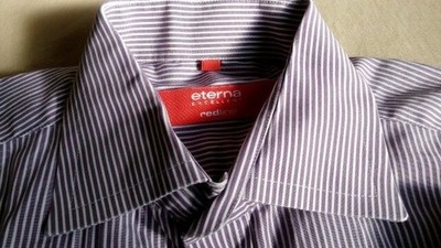 ETERNA Redline Excellent Hemd 40 Lila weiß Gestreift Gut #TA8514