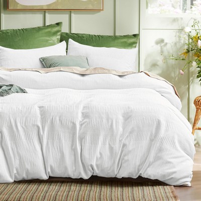Bedsure Faux Muslin King (104'' x 90''), 01 - White (No Comforter) 