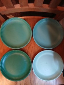 Mainstays Stoneware Salad Plates Blue Green (Turquoise) Dishwasher Safe Set of 4