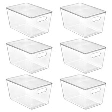 Vtopmart 6 Pack Clear Stackable Storage Bins with Lids and Handles, Large